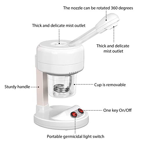 Holdfiturn Facial Steamer Mist Tabletop Face Steamer Hydrating Moisturizing Spray Machine Portable Beauty Salon Spa Humidifier Skin Cleaning Humi