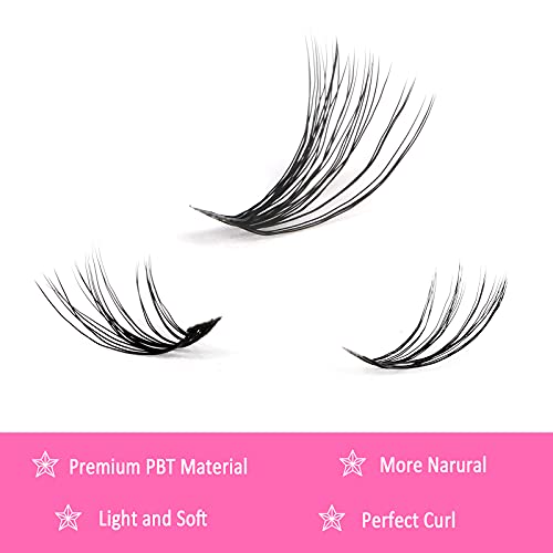 Fenshine Cluster Eyelash Extensions 240pcs 10D/20D Cluster Eyelashes Mixed, 0.07 D Curl Natural False Eyelashes Cluster Soft Individual Lashes Cl