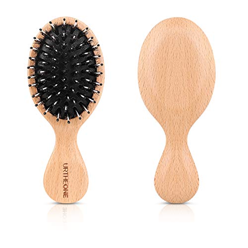 Hair Brush Mini Boar Bristle Hairbrush Pocket Travel Small Paddle Hair Brush for Men Women Kids for Thick Curly Thin Long Short Wet or Dry Hair D