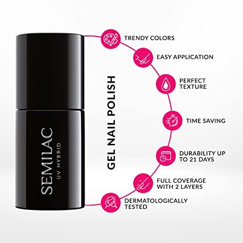 SEMILAC Gel Nail Polish | Long Lasting and Easy to Apply | Perfect for Home and Professional Manicure and Pedicure - 002 Delicate French UV Gel N