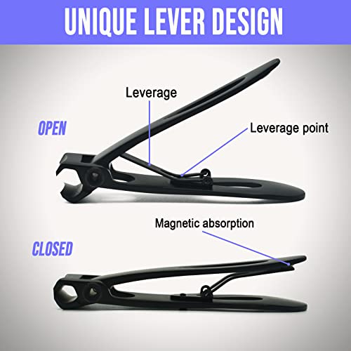 Nail Clippers for Thick Nails 15mm Wide Jaw Stainless Steel Fingernail and Toenail Clipper Set with Nail File Nail Cutter Accessories for Men and