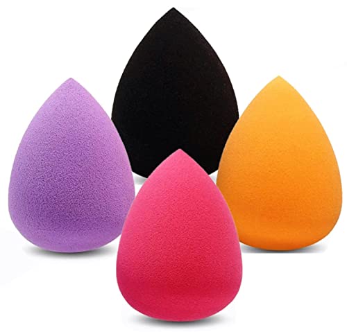Makeup Sponge Blender Set of 4 - Non Latex, Soft, Multi-colored Foundation Blending Sponges for Cream, Powder and Liqui