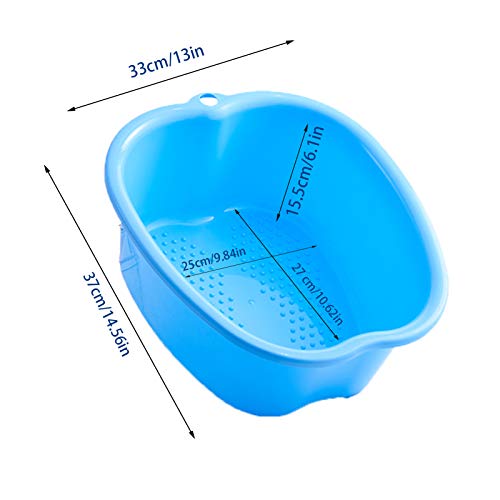 Large Foot Bath spa Bowl, Thick Sturdy Plastic Foot Basin for Pedicure, Detox and Massage, Perfect to Soak Your Feet Toe Nails and Ankles (Blue)