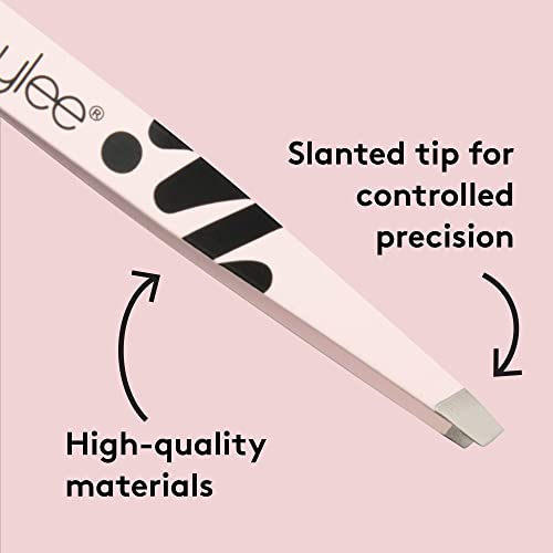 Mylee Professional Slant Tip Tweezer for Facial Hair Removal and Eyebrow Shaping, Precision Stainless Steel Tweezer for Removing Splinters & Ingr