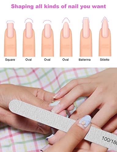 Professional Nail Files Set- Pitasha 10 PCS Emery Files Double Sided Emery Boards100/180 Grit Manicure Tools for Nail Grooming and Styling