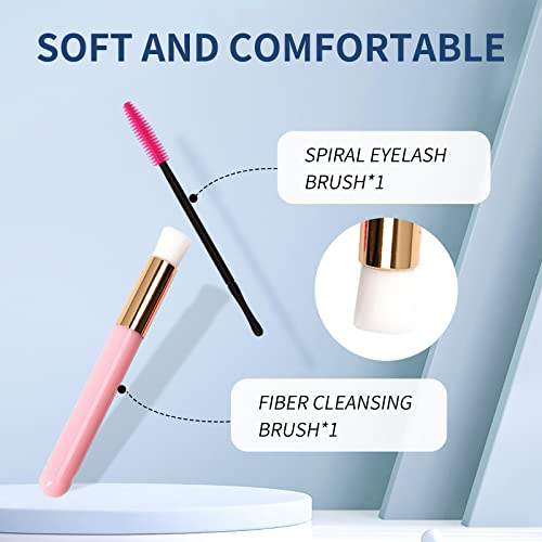Eyelash Shampoo for Eyelash Extension Cleanser 60ml Eyelash Foam Cleanser Lash Cleanser Makeup Remover with Soft Brush and Eyelash Mascara Wand(L