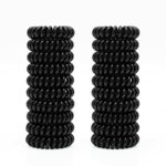 JOYOYO 20 Pcs Black Spiral Hair Ties Plastic Spiral Hair Bands Coil Hair Bands Telephone Cord Bobbles, Traceless Strong Hold Waterproof Ponytail