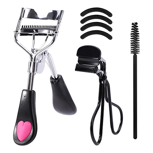 Eyelash Curlers,4 in 1 Lash Curler Kit for Women includes 2 Size of Eye Lash Curler with Comb,Eyebrow Brush,4 Refills Pads,for Natural and Curved