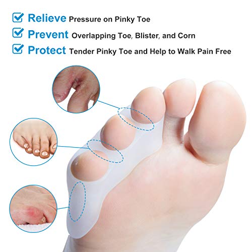 Bukihome Little Toe Separators to Correct Overlapping Toes, Gel Toe Separators for Pinky Toes Separation and Protection - 8 Pack