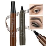 2PCS Eyebrow Pen,Long-Lasting Brow,Waterproof Eyebrow Pencil,Eyebrow Makeup Natural Professional Eyebrow,Eyebrow Pen with Fork Tip (Dark Brown&Gr