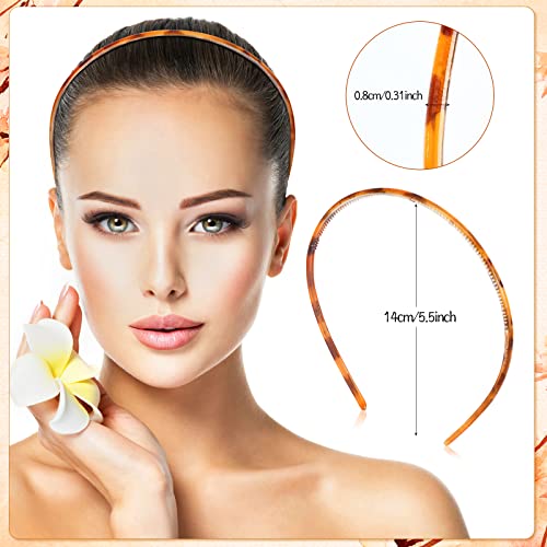 Skinny Plastic Headbands for Women Girls, PROUSKY 3 Pieces Plastic Headband With Teeth, 3 Color Alice Hair Bands Hair Accessories for Sport Washi