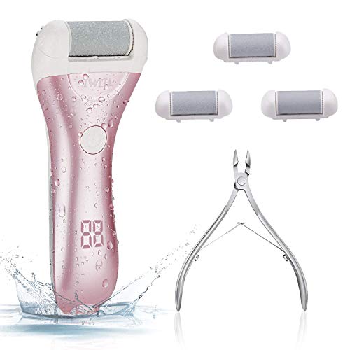 Electric Foot Callus Remover Hard Skin-Rechargeable Waterproof Tools Callus Shaver Pedicure kit for Cracked Heels and Dead Skin with 5 Replacemen