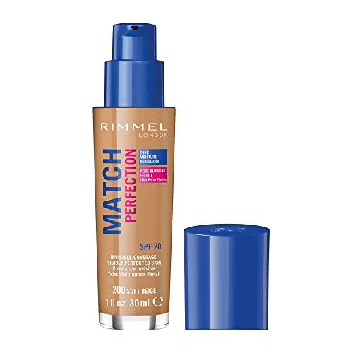 Rimmel London Match Perfection Liquid Foundation - 200 Soft Beige, 30ml