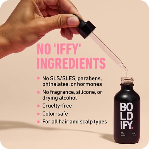 BOLDIFY Hair Growth Serum, All Natural Scalp Treatment, Contains 30 Natural Hair Boosters, Growth Oil for Women & Men, Lightweight Non-Greasy Ser