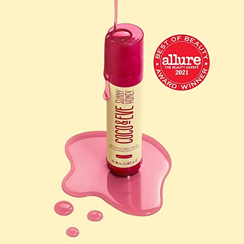 Coco & Eve Sunny Honey Bronzing Face Drops (Medium Glow), Natural Self Tanning Face Drops. Hydrating Hyaluronic Acid. Indoor Sunless Moisturizing