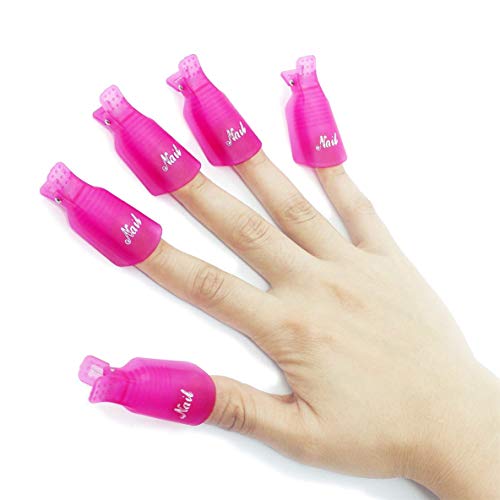 IME Nail Polish Remover Clips Set, Nails Art Gel Cap Soak Off Clip UV Manicure Acrylic Nails Wrap Tool Rose Red 10 pcs