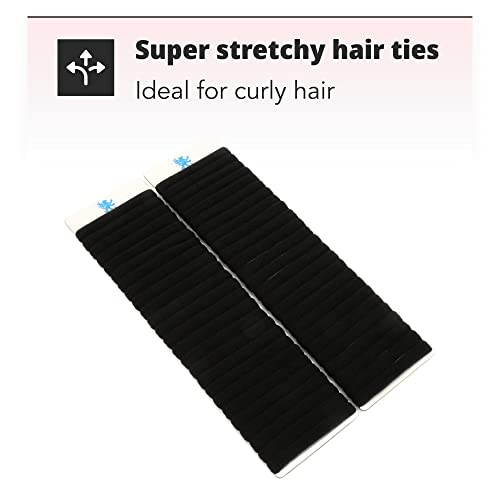 H&S 50 Hair Bands, Hair Bobbles Elastic Ties Hairbands Ponytail Holders for Women Girls Kids Men Thick Hair Black