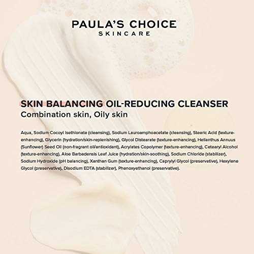 Paula's Choice SKIN BALANCING Oil Reducing Cleanser - Facial Foaming Cleanser Fights Blackheads & Pores - Make Up Remover & Face Wash with Aloe V