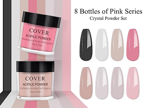 Deciniee Acrylic Powder Nail Kit, 8 Colors Dip Powder Nail Kit(Red White Pink Black Jelly Color),Nail Dipping Powder Nail Extension Kit with File