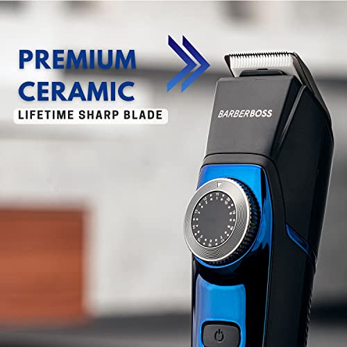 BarberBoss Beard Trimmer, Hair Clippers, Nose & Ear Trimmer, Body Groomer, Detail Trimmer 5-in-1 Grooming Kit, 39 Length Setting with Self-Sharpe
