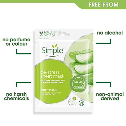 Simple Kind To Skin De-Stress Cruelty-Free And Vegan Sheet Mask For Sensitive Skin 1 Pc