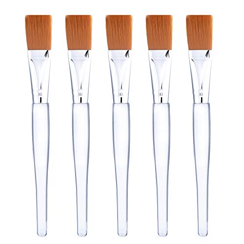 Facial Mask Brush Makeup Brushes Cosmetic Tools with Clear Plastic Handle, 5 Pack (Silver)
