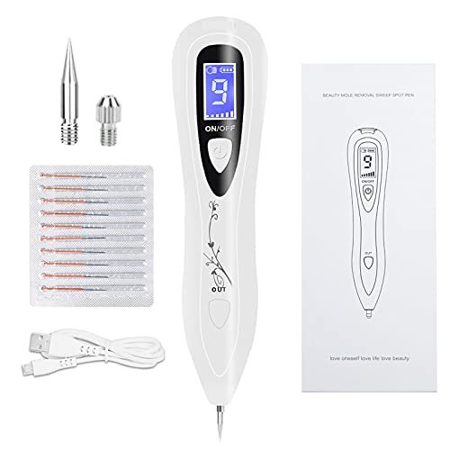 CHRERNA Skin Tag Pen Remover Kit, Mole Pen Removal Kit with 9 Strength Levels &Replaceable Accessories, Plasma Pen for Freckle, Age Spots,Nevus (