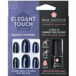 Elegant Touch with Nail Saviour & Nail Glue, False Nails (24 Nails) - Deepest Sapphire