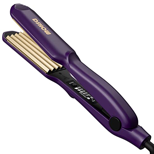 DSHOW Ceramic Hair Crimper Straightener Crepe Iron Large Plates (Purple)