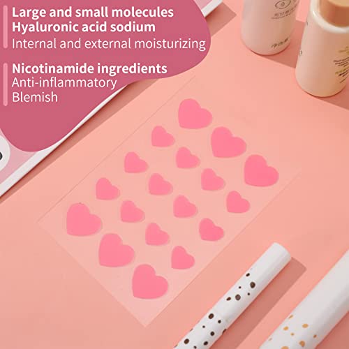 Fuyamp 54 Pcs Pimple Patches, Pink Love Heart Acne Spot Patch with Niacinamide and Hyaluronic acid, Moisturizing, Blemish Spot, Fast Healing Acne