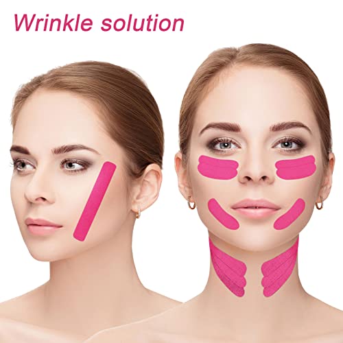 FANTESI 2 Rolls Anti Wrinkle Tape Wrinkle Patches, (500CM*2.5CM) Face Eye Neck Lift Tape Multifunctional High Elasticity Forehead Frown Facial Li