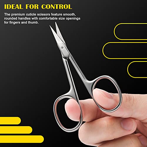 FVION Curved Cuticle Scissors Extra Fine for Women, Men and Professionals - Stainless Steel Small Manicure Scissors with Precise Pointed Tip Groo