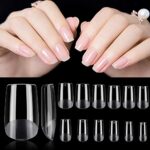 Deciniee 504Pcs Clear False Nails,12 Sizes Semi-Frosted Flat Square Shape Short Fake Nails,Invisible Armor Full Cover Press on Nails,Nail Tips Ki