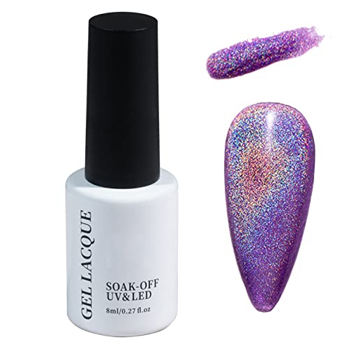 Gel Nail Polish, Gel Nail Kit With Magnet Glitter Gel Polish, Pearl Shell Reflective Sparkle Shiny Clear Pastel Cat Eye UV Gel Nail Polish Set Us