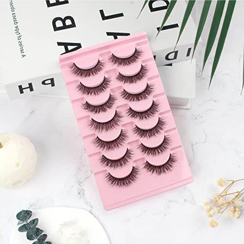 Oreola False Eyelashes Natural Fluffy Wispy Faux Mink Lashes Fluttery Light Fake Eyelashes Super Soft 7 Pairs Pack