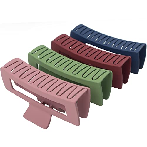 QAIMER hair claw clips for women thick hair, 4.1 inch matt coated hair clips women for thick & thin hairs, 4PCS