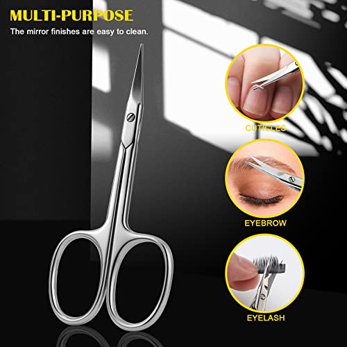 FVION Curved Cuticle Scissors Extra Fine for Women, Men and Professionals - Stainless Steel Small Manicure Scissors with Precise Pointed Tip Groo