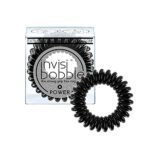invisibobble POWER Hair Ties, True Black, 3 Pack - Extra Strong Grip, Waterproof, Traceless - Perfect for Sports, Suitable for All Hair Types