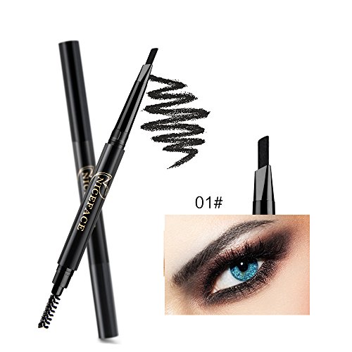 NICEFACE Eyebrow Pencil Dark Brown Double Ended Precision Waterproof Brow(Dark Brown #2)