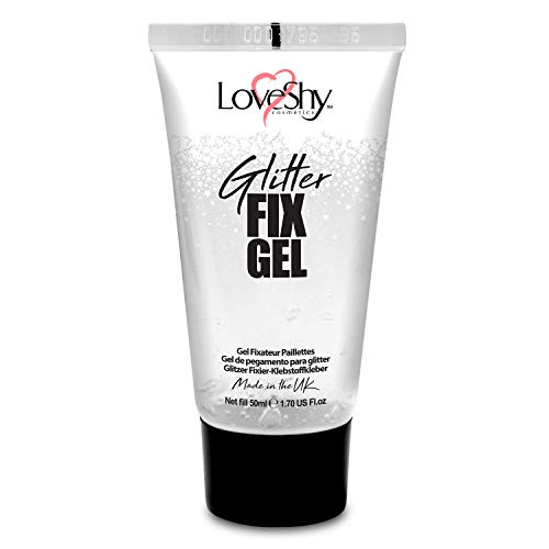 Glitter Fix Gel by LoveShy Cosmetics - (50ml) Vegan Face and Body Adhesive Primer glue for glitter, eye shadow, pigment, eye dust application