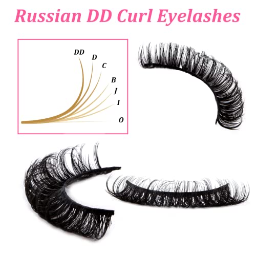 False Eyelashes Russian Strip Lashes D Curl Fluffy Wispy 10 Pairs Reusable Natural Look Faux Mink Volume Fake Handmade Thick Soft Long Dramatic E