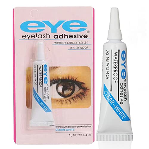 Eyelash Glue Clear 7g 0.25 FL. OZ. Strong Hold False Eyelash Glue Waterproof Long Lasting Lash Glue Strip Eyelash Adhesive White Lashes Glue