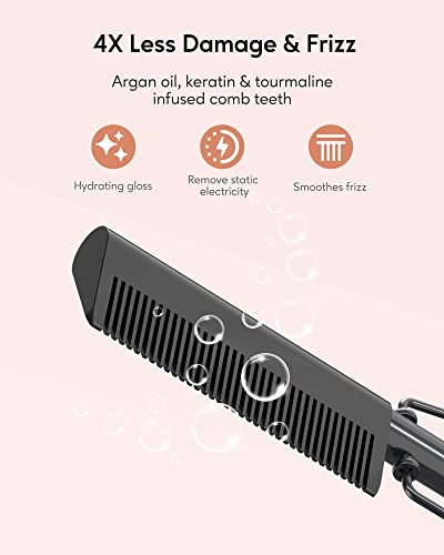 Hot Comb Electric by Terviiix, Hot Comb for Wigs, Afro Hair & Beard, Anti-Scald Straightening Comb with Keratin & Argan Oil Infused Teeth, Temper