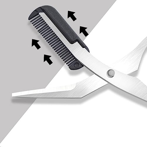 Eyebrow Trimmer Scissors with Comb, Professional Precision Trimmer Eyebrow Eyelash Hair Remover Cut Scissors Beauty Tool for Men Women (Black)
