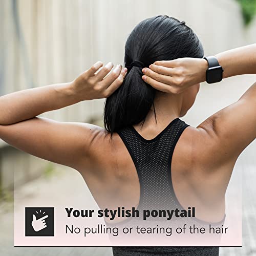 H&S 50 Hair Bands, Hair Bobbles Elastic Ties Hairbands Ponytail Holders for Women Girls Kids Men Thick Hair Black