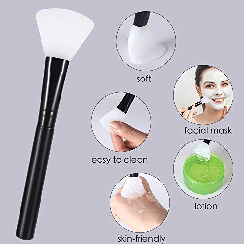Face Mask Brush Silicone 2PCS Flexible Facial Mud Mask Applicator Brush, Hairless Moisturizers Applicator Tools, Wood Handle Mask Applicator for
