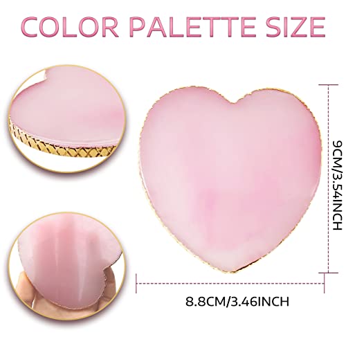 BLMHTWO Nail Palette Nail Polish Palette Resin Nail Art Palette Mixing Colors Palettes with Golden Edge and Heart Shape Design Nail Painting Disp