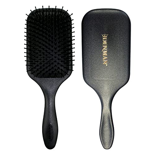 Denman (Black) Large Paddle Cushion Hair Brush for Blow Drying & Detangling - Comfortable Styling, Straightening & Smoothing - For Women and Men,
