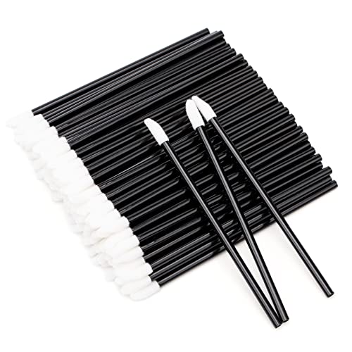 G2PLUS 100 PCS Disposable Lip Brushes - Black Disposable Lip Wands - Lipstick Lip Applicator Wands for Lips, Eyes and Makeup Application