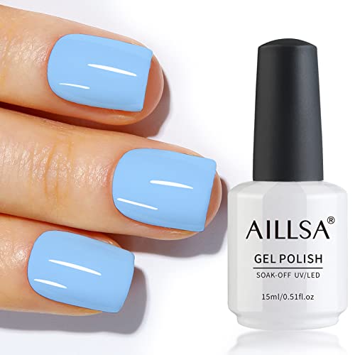 AILLSA White Gel Nail Polish, 15ml Soak Off U V Gel Polish, Color Gel Nail Varnish Long Lasting, Nail Art Manicure Set DIY at Home 1Pcs